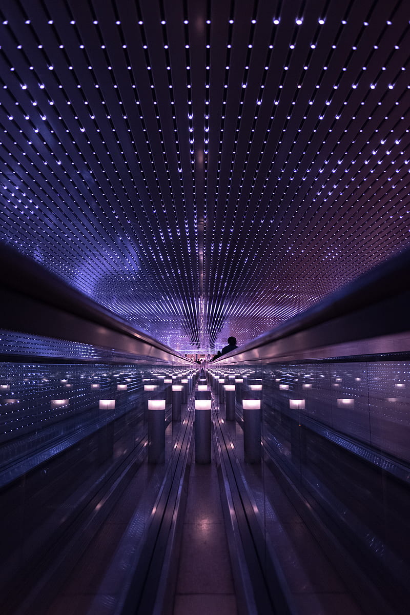 escalator, metro, interior, light, architecture, HD phone wallpaper