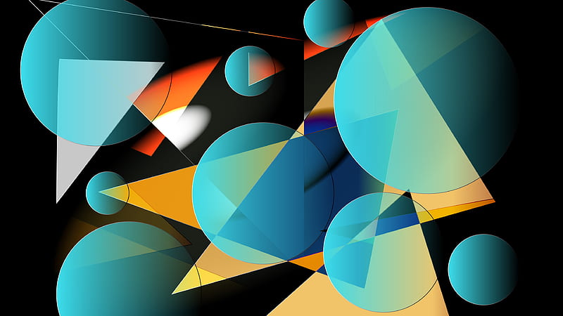 Blue Yellow Red Colors Geometry Abstract, HD wallpaper