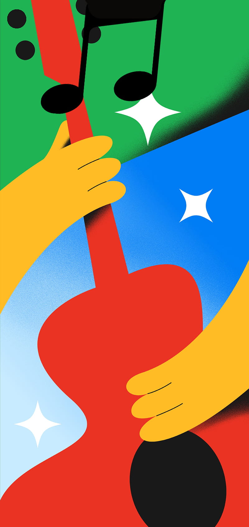 Pixel 4a Music Notch, colorful, google, guitar, note, oneplus, pixel 4a, HD phone wallpaper
