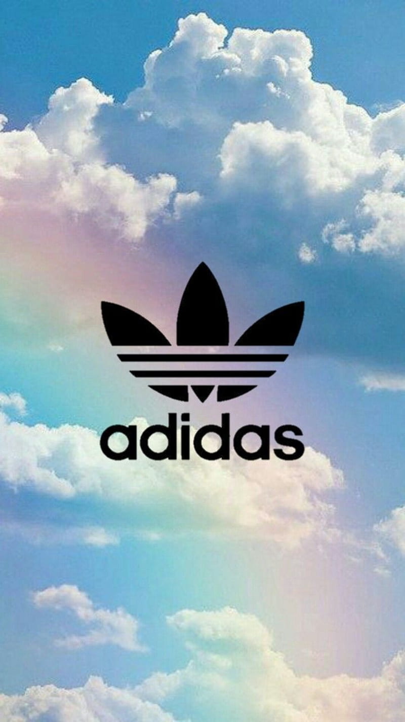 Adidas, brand, brands, clouds, colour, colourful, logo, rainbow, sky, HD phone wallpaper