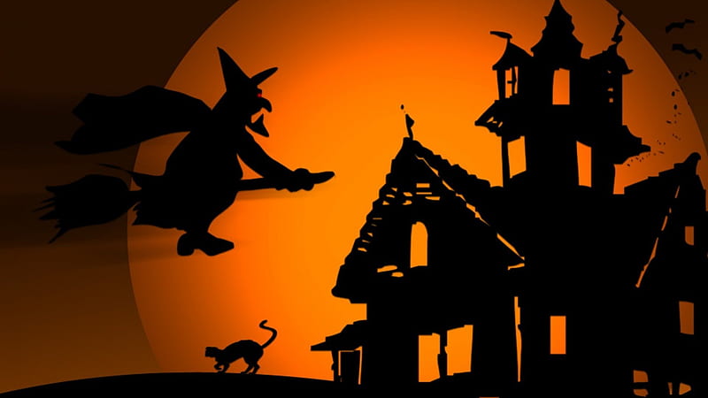 Halloween night, october 31, witch, moon, halloween, night, HD wallpaper