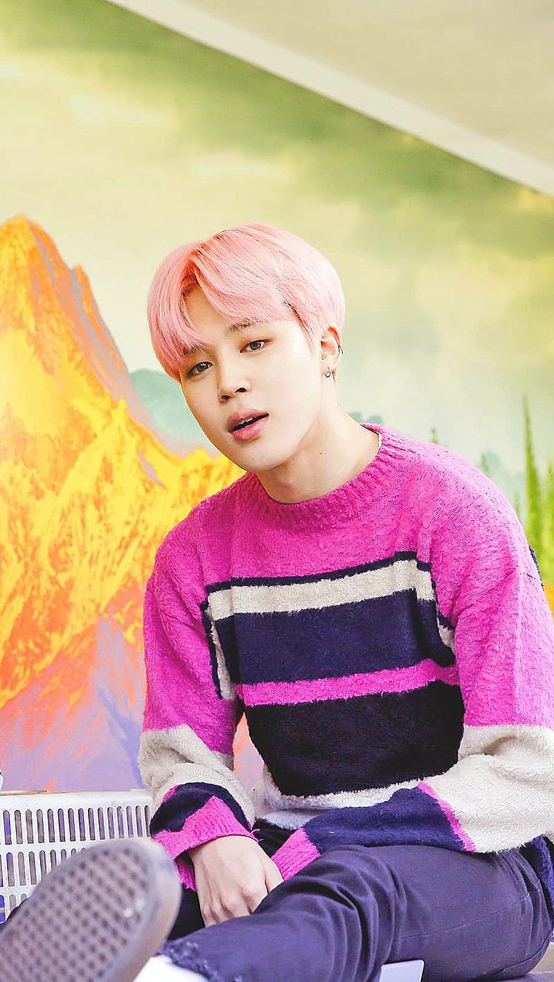 BTS Jimin, colorful, colors, jiminie, pink hair, HD phone wallpaper | Peakpx