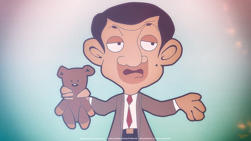 Mr Bean teddy bean show cartoon artwork cute funny ., Mr Bean with Teddy, HD wallpaper