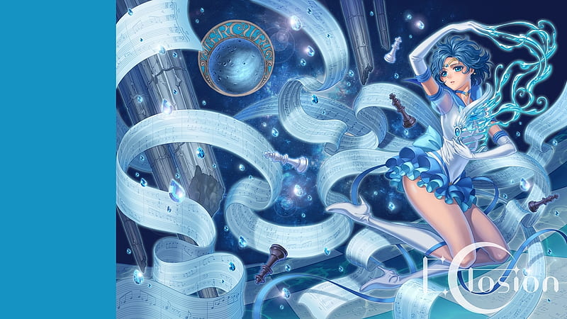 Sailor Mercury, manga, mercury, girl, anime, sailor moon, mizuno ami, white, eclosion, blue, HD wallpaper
