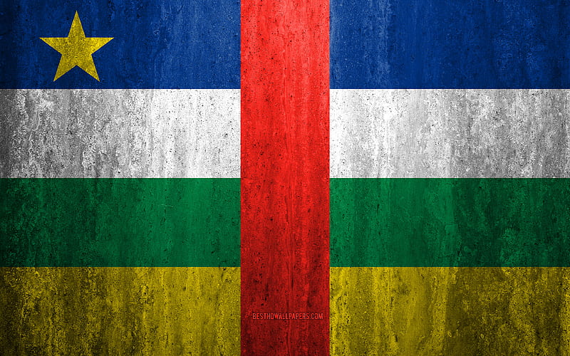 Flag of Central African Republic stone background, grunge flag, Africa, Central African Republic flag, grunge art, national symbols, Central African Republic, stone texture, HD wallpaper