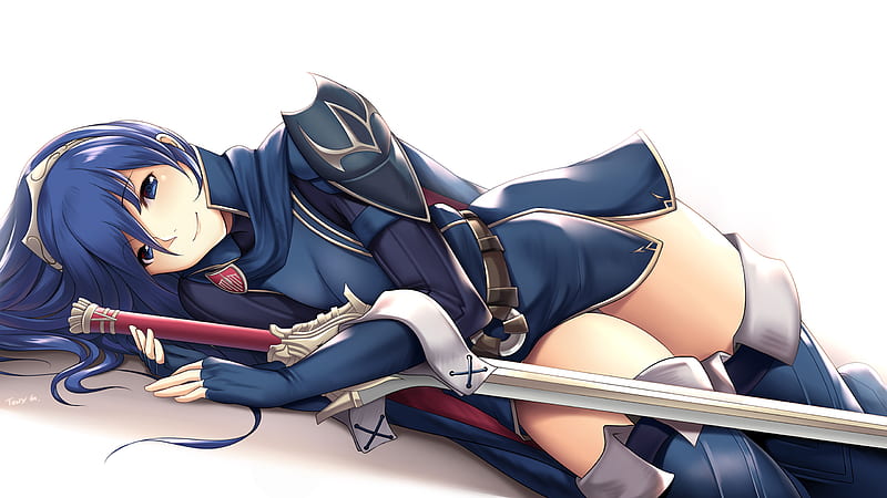 Lucina Is Lying With Sword In White Background Fire Emblem Awakening, HD wa...