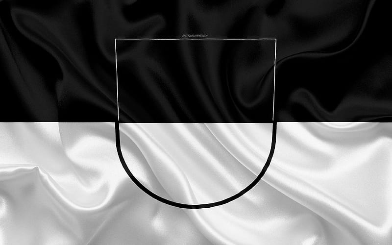 Flag of Ulm silk texture, white black silk flag, coat of arms, German city, Ulm, Baden-Wurttemberg, Germany, symbols, HD wallpaper