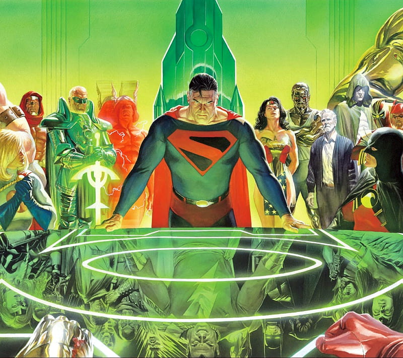 Superman 10, alex ross, green lantern, justice league, wonder woman, HD wallpaper