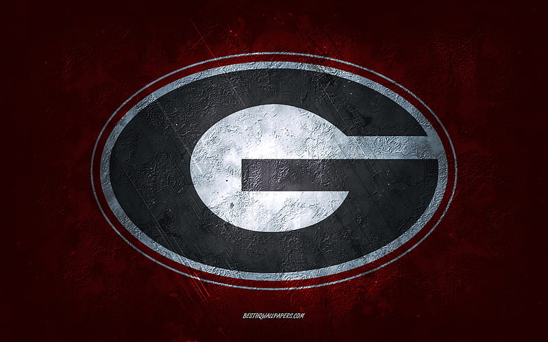 Georgia Bulldogs, American football team, red background, Georgia Bulldogs logo, grunge art, NCAA, American football, USA, Georgia Bulldogs emblem, HD wallpaper