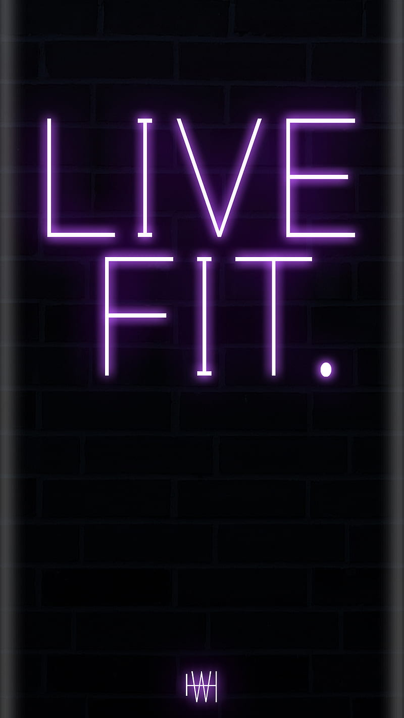 Live Fit Fitness, black, black purple, live fit, motivation, neon, purple, HD phone wallpaper