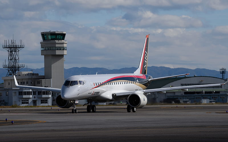 Mitsubishi Regional Jet, MRJ, passenger plane, japanese airplanes, air transportation, airport, HD wallpaper