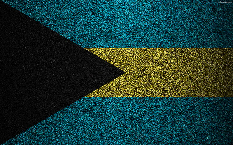 Flag of the Bahamas leather texture, North America, Bahamas flag, flags of the world, Bahamas, HD wallpaper