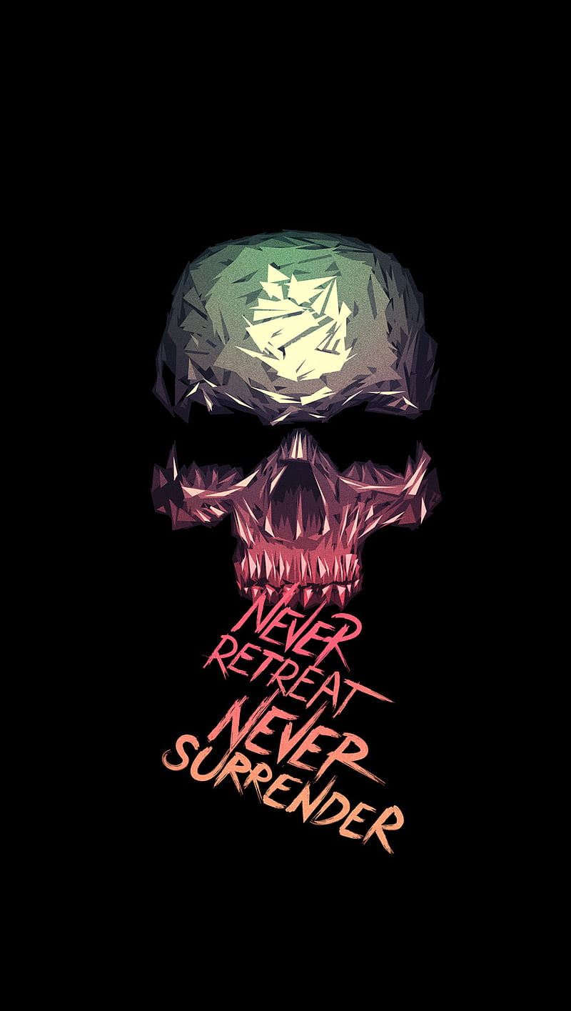 Skull, never, retreat, surrender, HD phone wallpaper