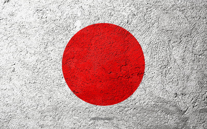 Flag of Japan, concrete texture, stone background, Japan flag, Asia, japan, flags on stone, Japanese flag, HD wallpaper