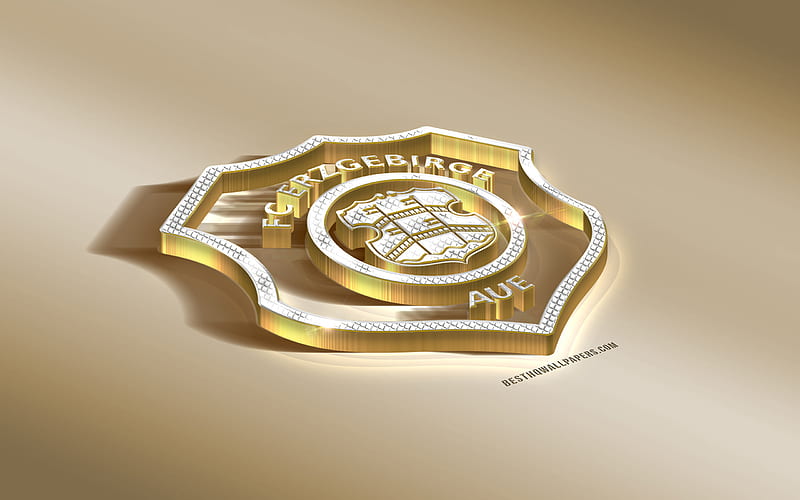FC Erzgebirge Aue, German football club, golden silver logo, Aue, Germany, 2 Bundesliga, 3d golden emblem, creative 3d art, football, HD wallpaper