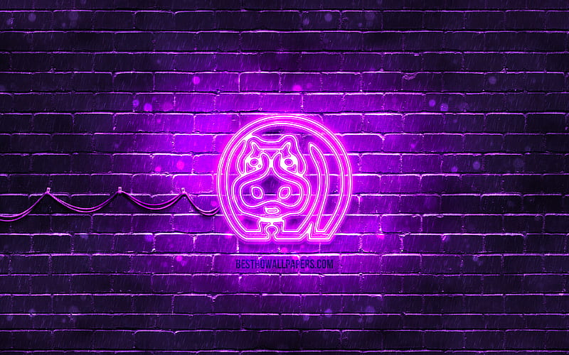 Hippo neon icon violet background, neon symbols, Hippo, creative, neon icons, Hippo sign, animals signs, Hippo icon, animals icons, HD wallpaper