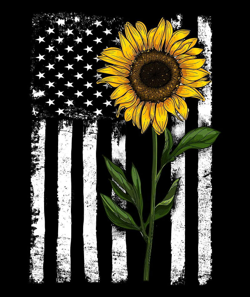 Sunflower and flag, sunflowers, HD phone wallpaper