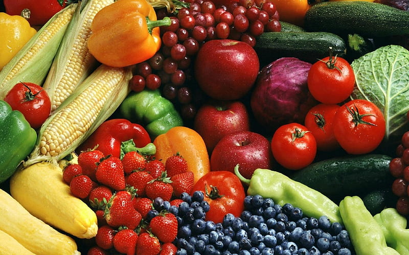 Fruits and Vegetables, Corn, Fruits, Tomatos, Autumn, Food, Vegetagles, Nature, HD wallpaper