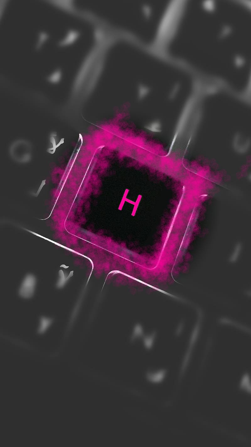 H Letter In Keyboard, h letter, keyboard, alphabet, pink, HD phone wallpaper