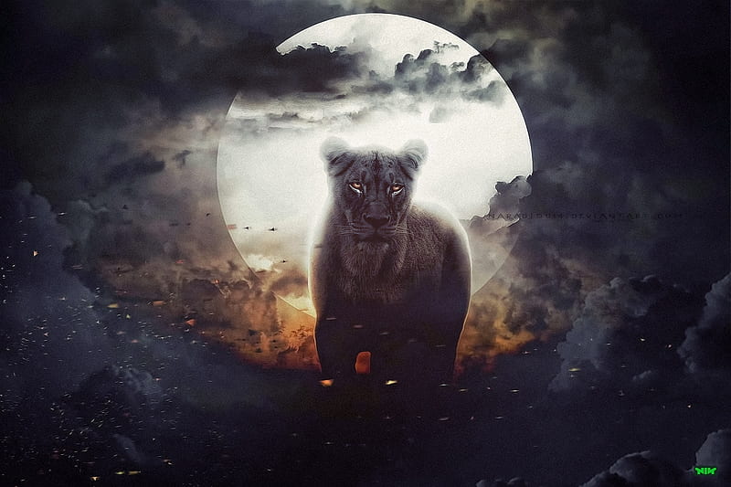 Luz de la luna, art, fantasía, luna, naradjou14, luna, luminos, leones,  niebla, Fondo de pantalla HD | Peakpx