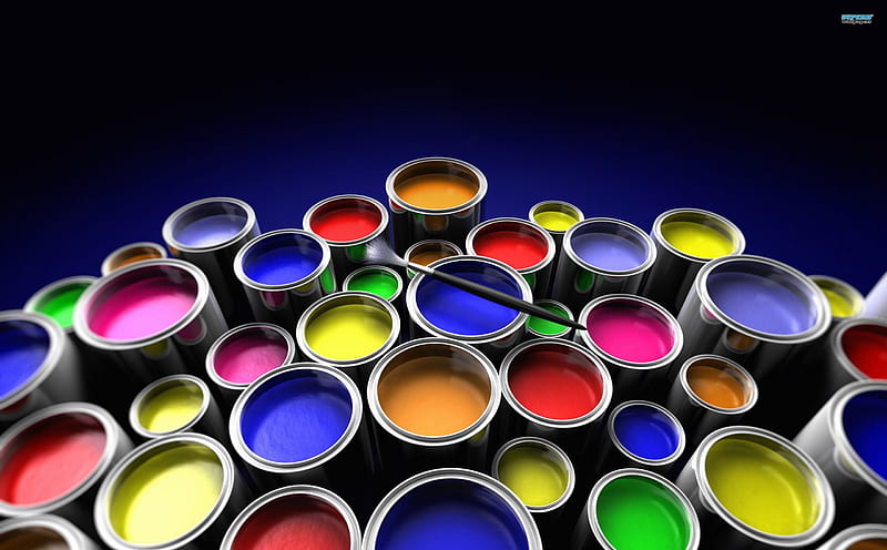 PAINT THE SKY FANTASTIC, colorful, paint, magenta, yellow, paintbrush, paint cans, graphy, green, purple, digital, vibrant, paint brush, pink, blue, HD wallpaper