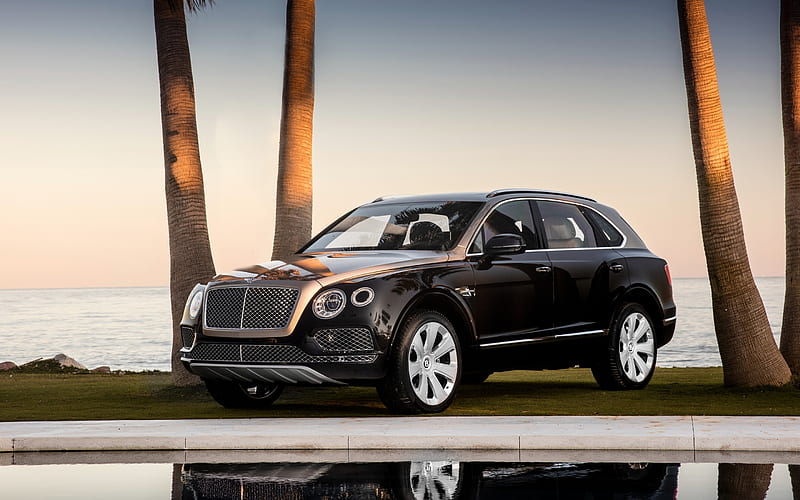 Bentley Bentayga, Mulliner, 2018, exterior, black luxury SUV, front view, black Bentayga, British cars, Bentley, HD wallpaper