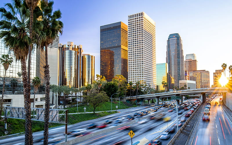 Los Angeles Sunset Modern Buildings California Roads America American Cities Hd Wallpaper Peakpx