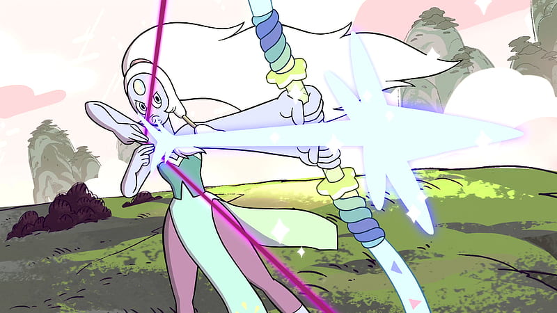 Steven Universe Opal Targeting Arrow With Background Of Mountains Movies, HD wallpaper