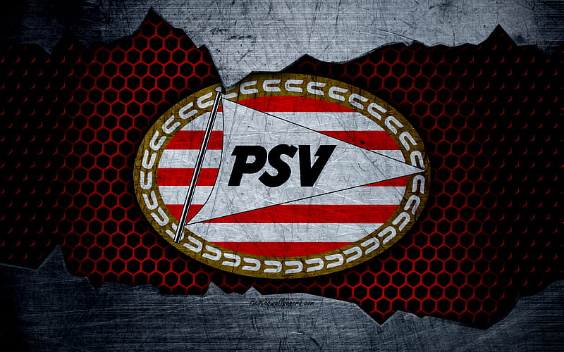 PSV logo, Eredivisie, soccer, football club, Netherlands, PSV Eindhoven, grunge, metal texture, PSV FC, HD wallpaper