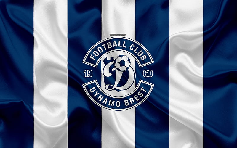 FC Dynamo Brest silk texture, logo, Belarusian football club, blue silk flag, fabric art, Belarusian Premier League, Brest, Belarus, football, creative art, HD wallpaper