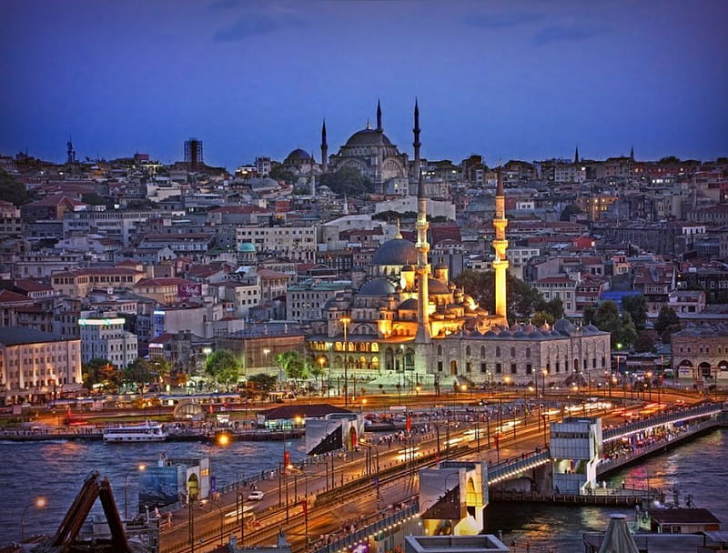 Across the bay istanbul,turkey, city, turkey, tourism, bridge, travel, istanbul, sea, HD wallpaper
