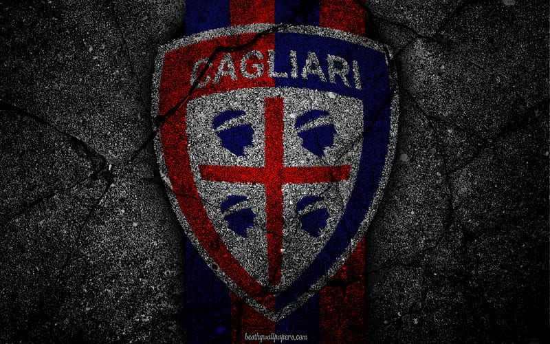 Cagliari, logo, art, Serie A, soccer, football club, Cagliari Calcio, asphalt texture, HD wallpaper