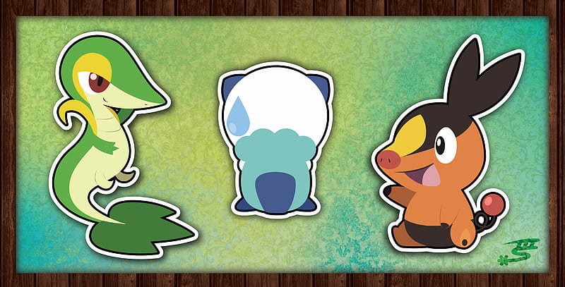 Pokemon Stickers Gen 5-Unova Starters-Snivy, Oshawott and Tepig