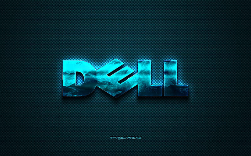 Dell blue logo, blue carbon texture, Dell, blue metal logo, Dell emblem, creative art, HD wallpaper