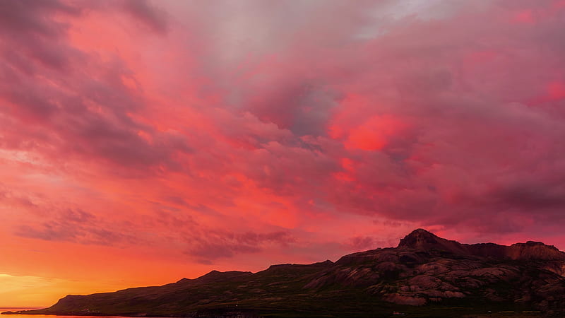 red sky, sunset, hill, scenic, Nature, HD wallpaper