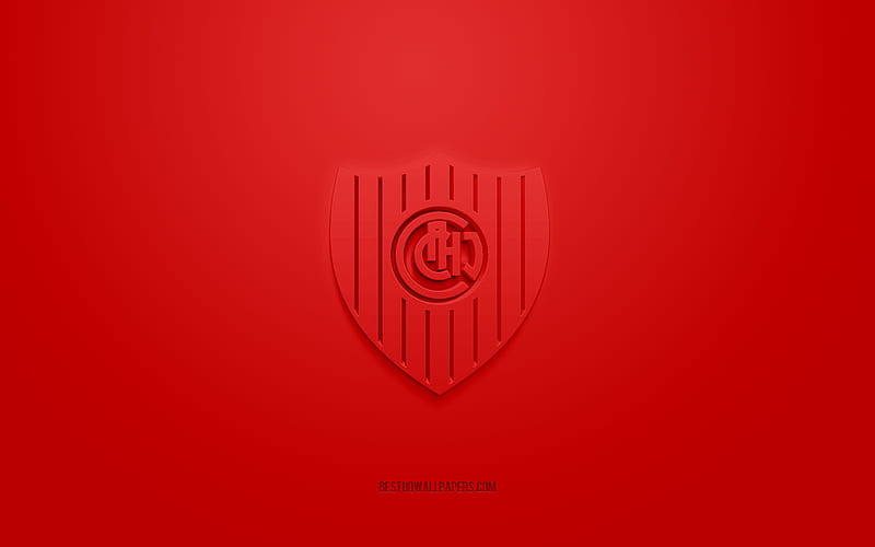 Chacarita Juniors, creative 3D logo, red background, Argentine football team, Primera B Nacional, Buenos Aires, Argentina, 3d art, football, Chacarita Juniors 3d logo, HD wallpaper
