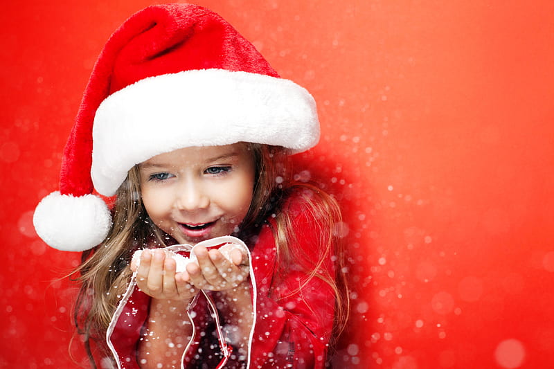 Little Santa Girl Christmas, holidays, celebrations, christmas, HD wallpaper