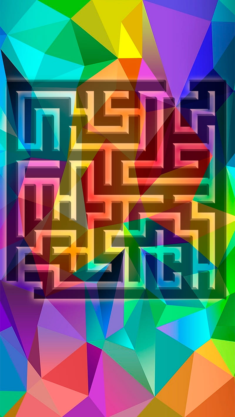 labyrinth, abstract, art, bright, maze, rainbow, shadow, HD phone wallpaper