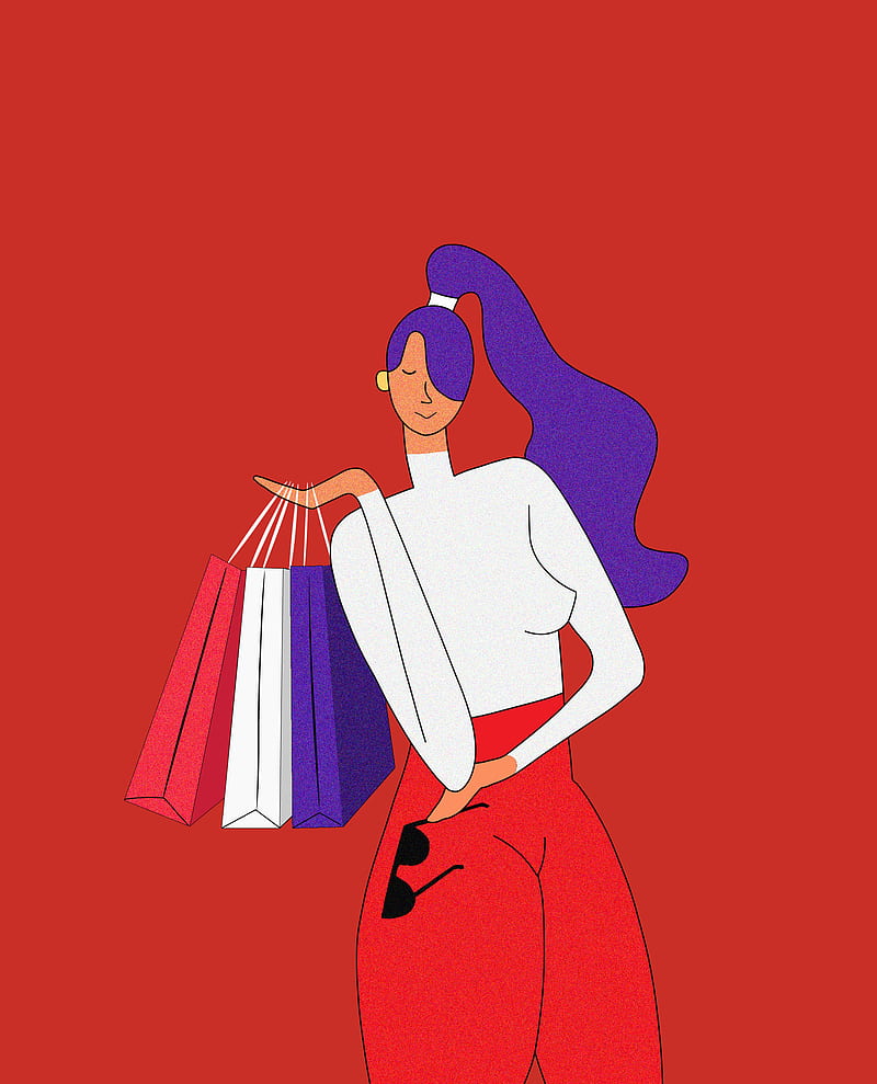 Shopping Girl Red, cartoon, drawing, infinite, quin, sailor, school, silent,  HD phone wallpaper | Peakpx