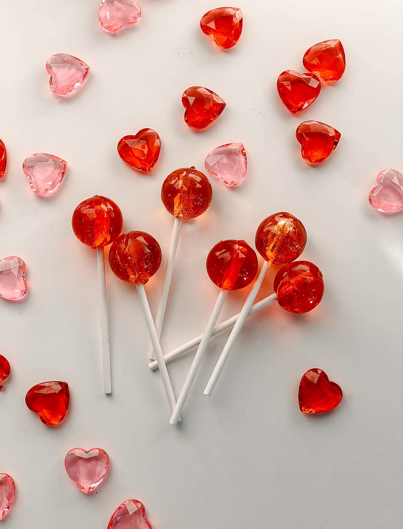 Lollipops, candy, corazones, red, pink, HD phone wallpaper | Peakpx