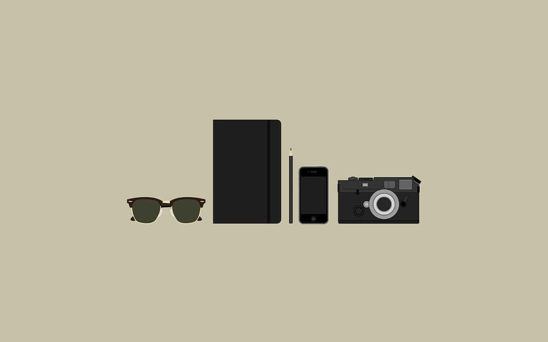 Modern gadgets, glasses, camera, tablet, cell phone, HD wallpaper