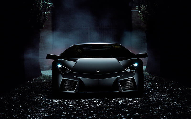 Lamborghini Reventon, night, supercars, 2018 cars, black Reventon, italian cars, Lamborghini, HD wallpaper