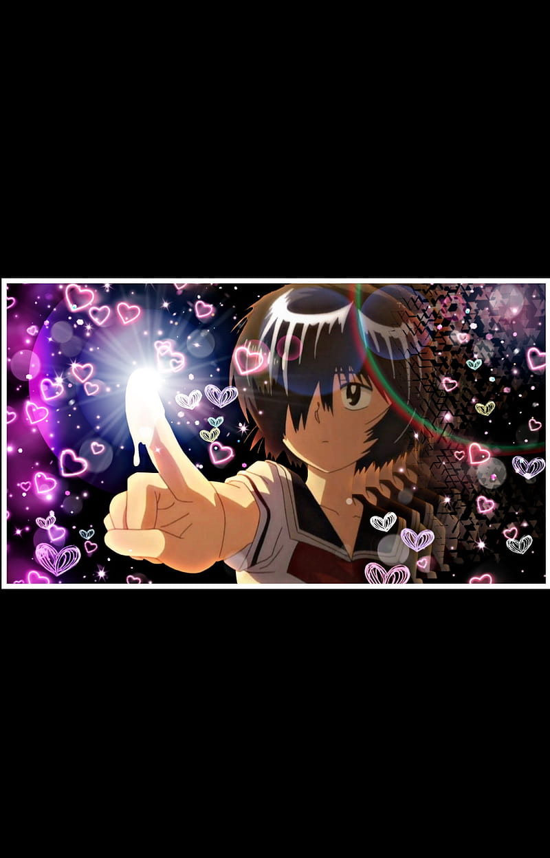 Urabe Mikoto, anime, galaxy, corazones, love, mysterious girlfriend, HD phone wallpaper