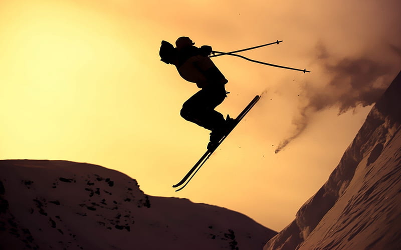 mountain skiing jump-Sports, HD wallpaper