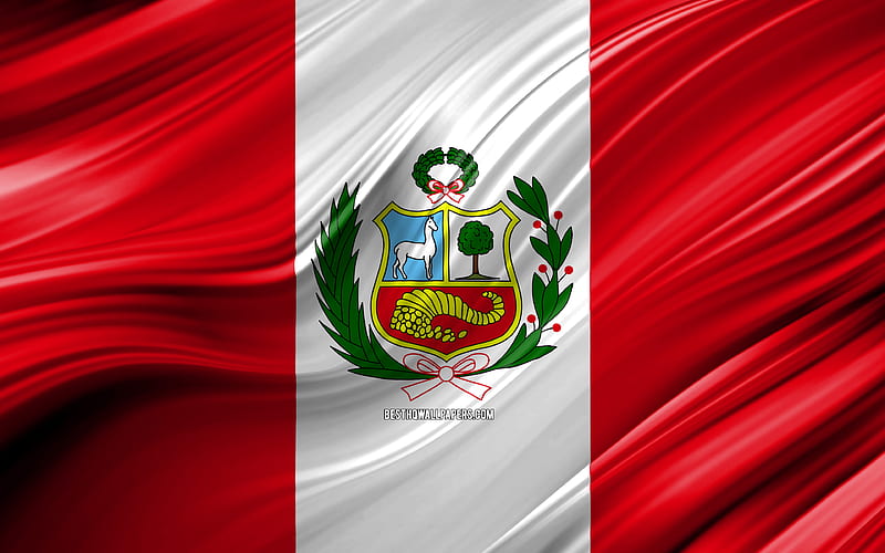 Peruvian flag, South American countries, 3D waves, Flag of Peru, national symbols, Peru 3D flag, art, South America, Peru, HD wallpaper