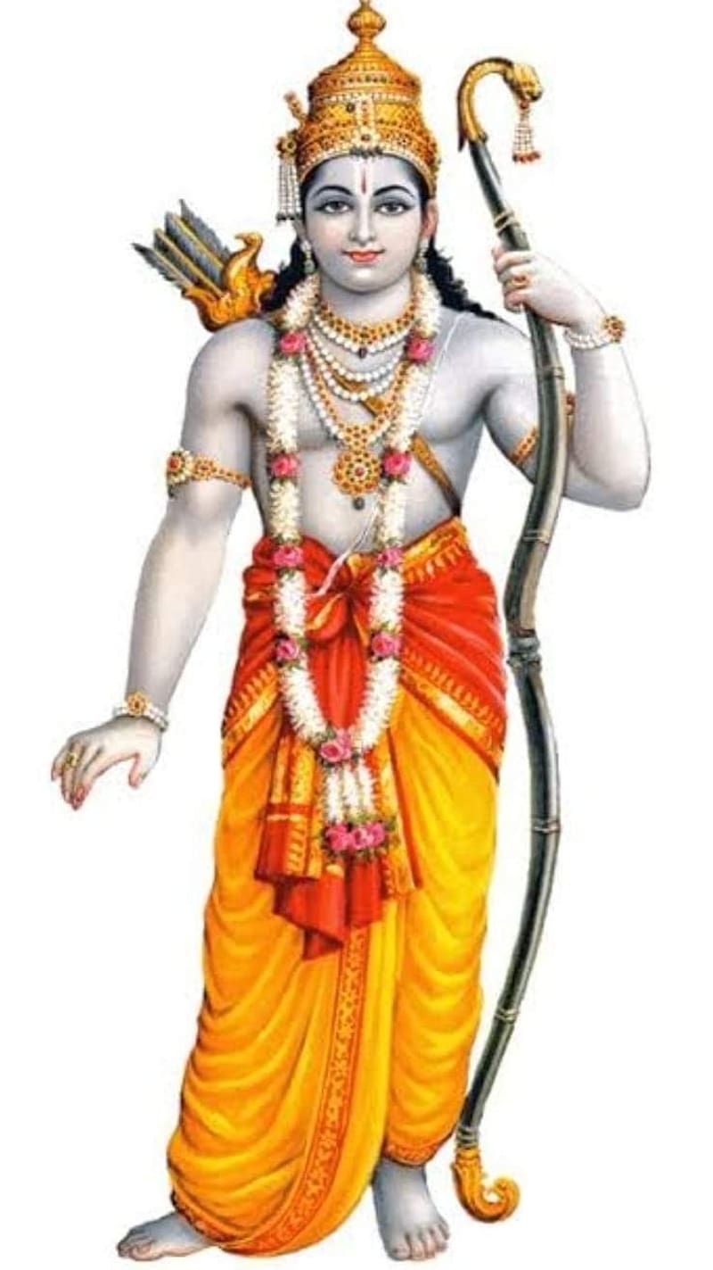 Jay Shri Ram, Standing With Bow And Arrow, bow and arrow, white background, lord, god, HD phone wallpaper