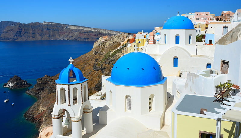 GREECE - Santorini Oia ***, architecture, roof, wacation, houses, ocean, sky, blue, HD wallpaper