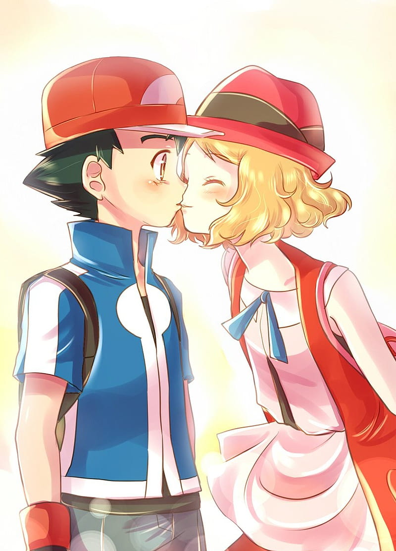 pokemon ash and serena kiss