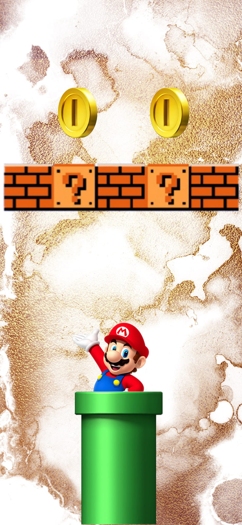 Mario Bros , coin blocks, coins, mario, mario bros, mario kart, pipes, white, HD phone wallpaper