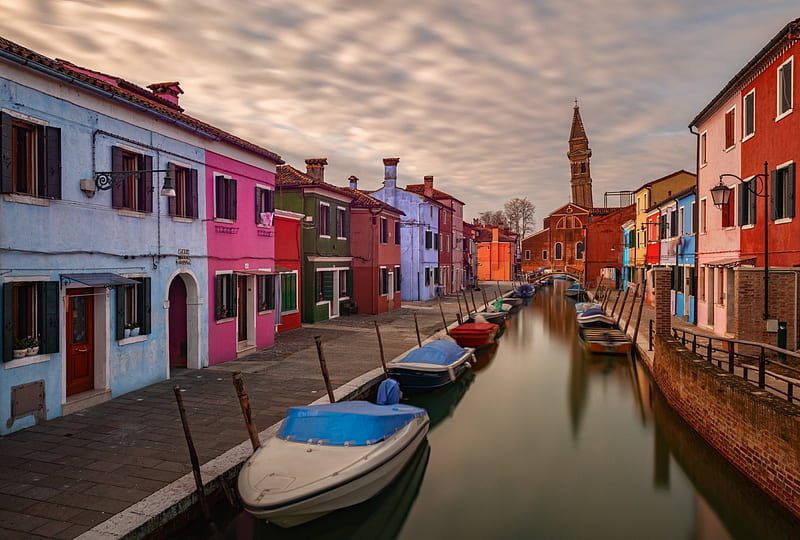 Towns, Town, Burano, Canal, Italy, HD wallpaper